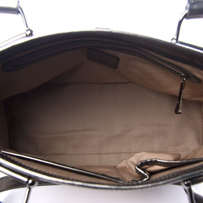 Burberry Metallic Calfskin Nova Check Shopper Tote Pewter 4 of 8