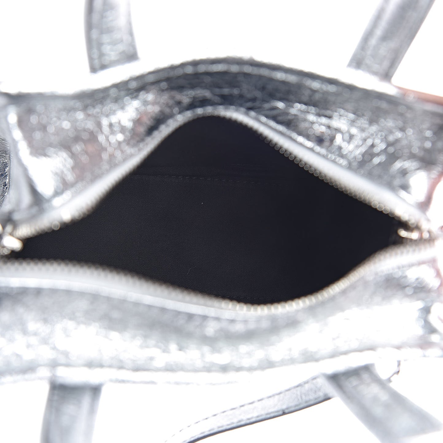 Metallic Calfskin XXS Bazar Shopper Tote Silver Hardware