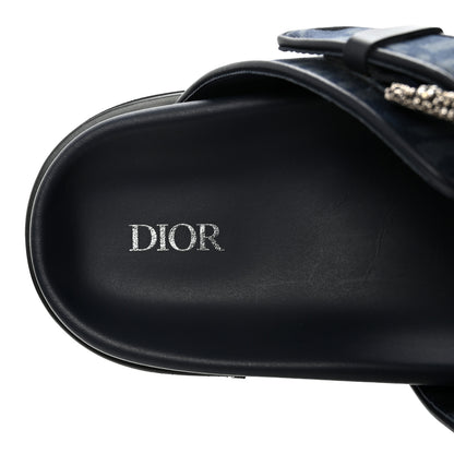 Christian Dior X DENIM TEARS Denim Calfskin Oblique Mens Sandals 44 Blue 8 of 9