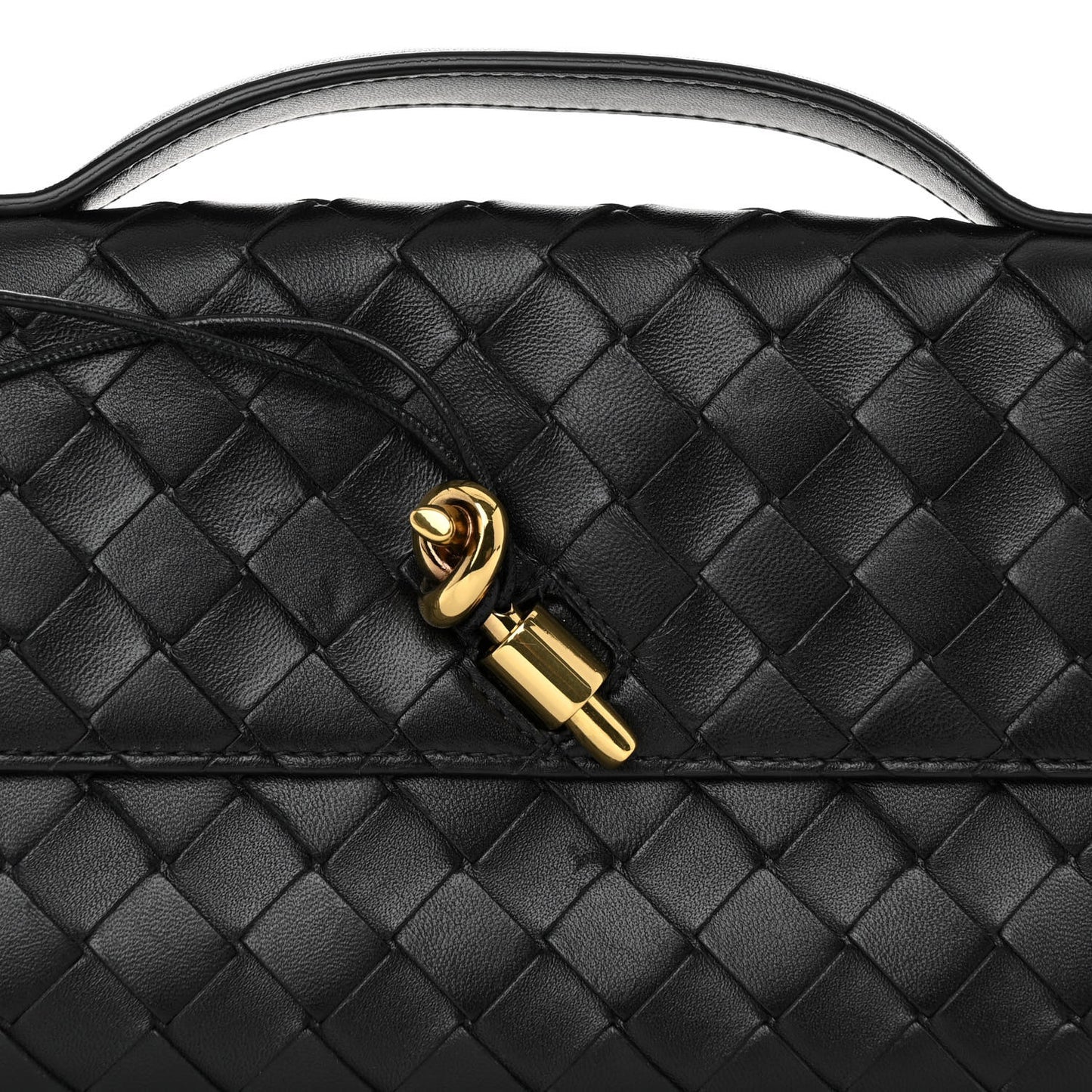 Nappa Intrecciato Long Andiamo Top Handle Clutch Black