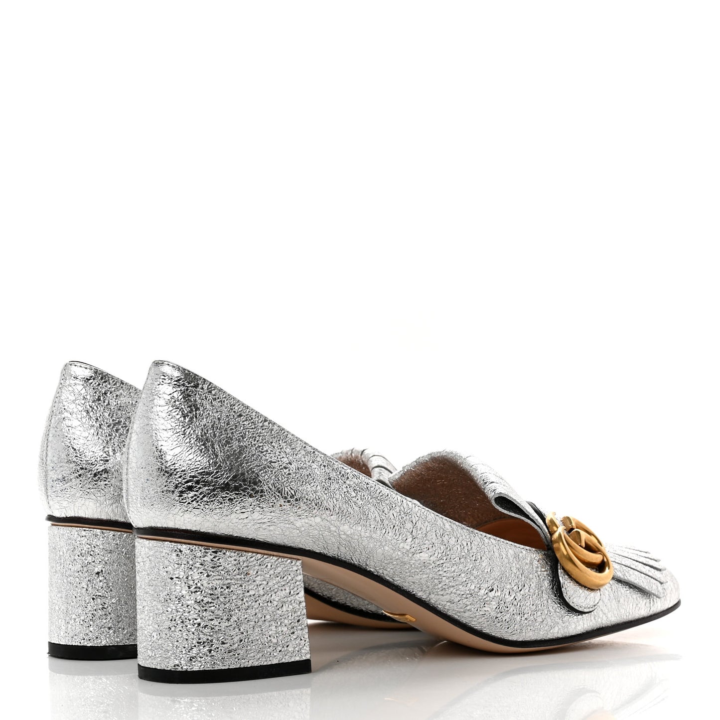 Galassia GG Marmont Fringe 50mm Loafer Pumps 40 Argento