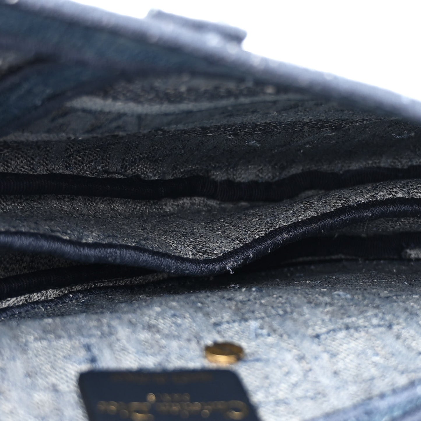 Oblique Embroidered Saddle Bag Denim Blue