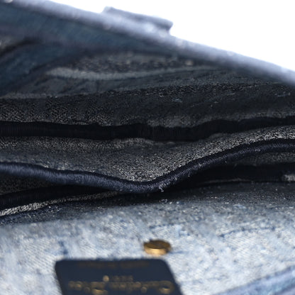 Christian Dior Oblique Embroidered Saddle Bag Denim Blue 5 of 11
