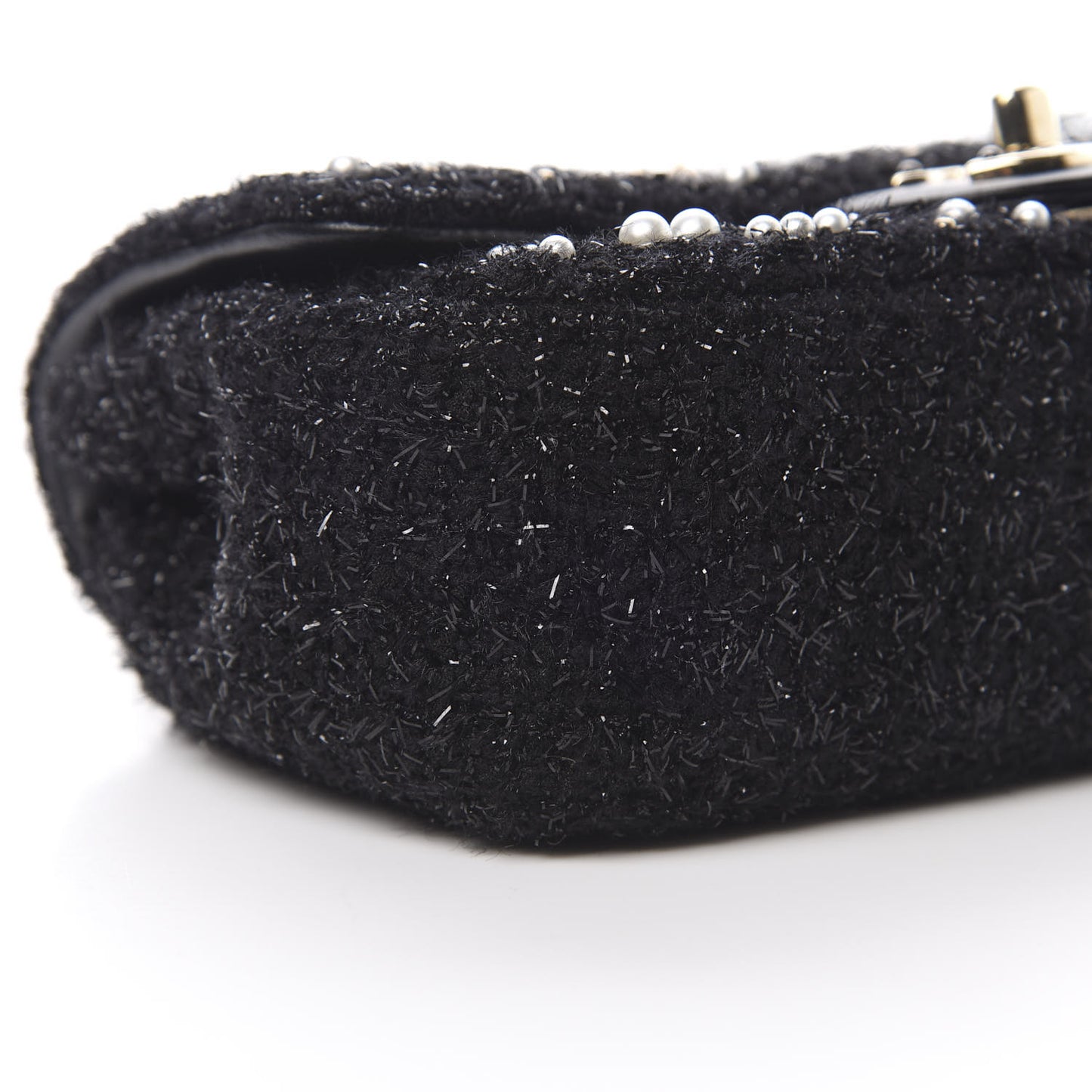 Tweed Pearl Mini Cosmos Flap Black