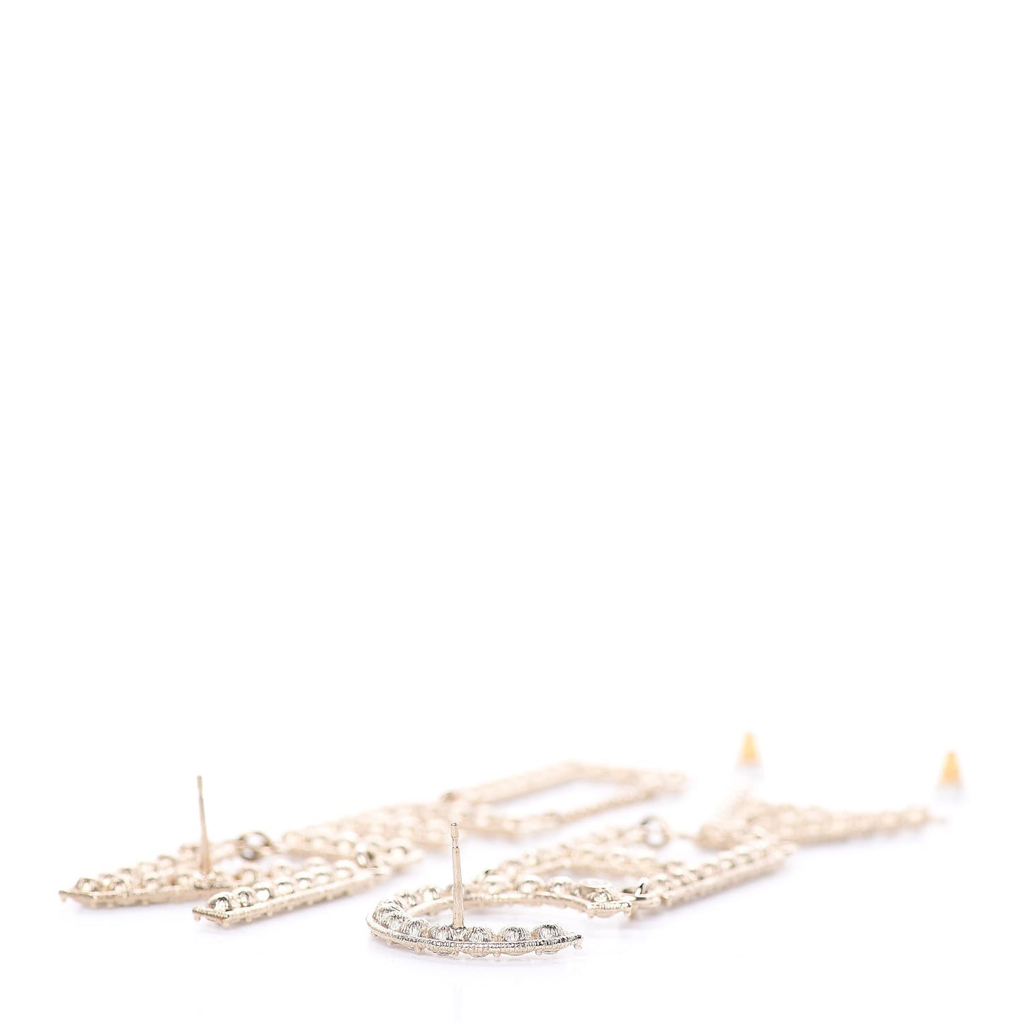 Crystal Cha-Nel Logo Drop Earrings Gold