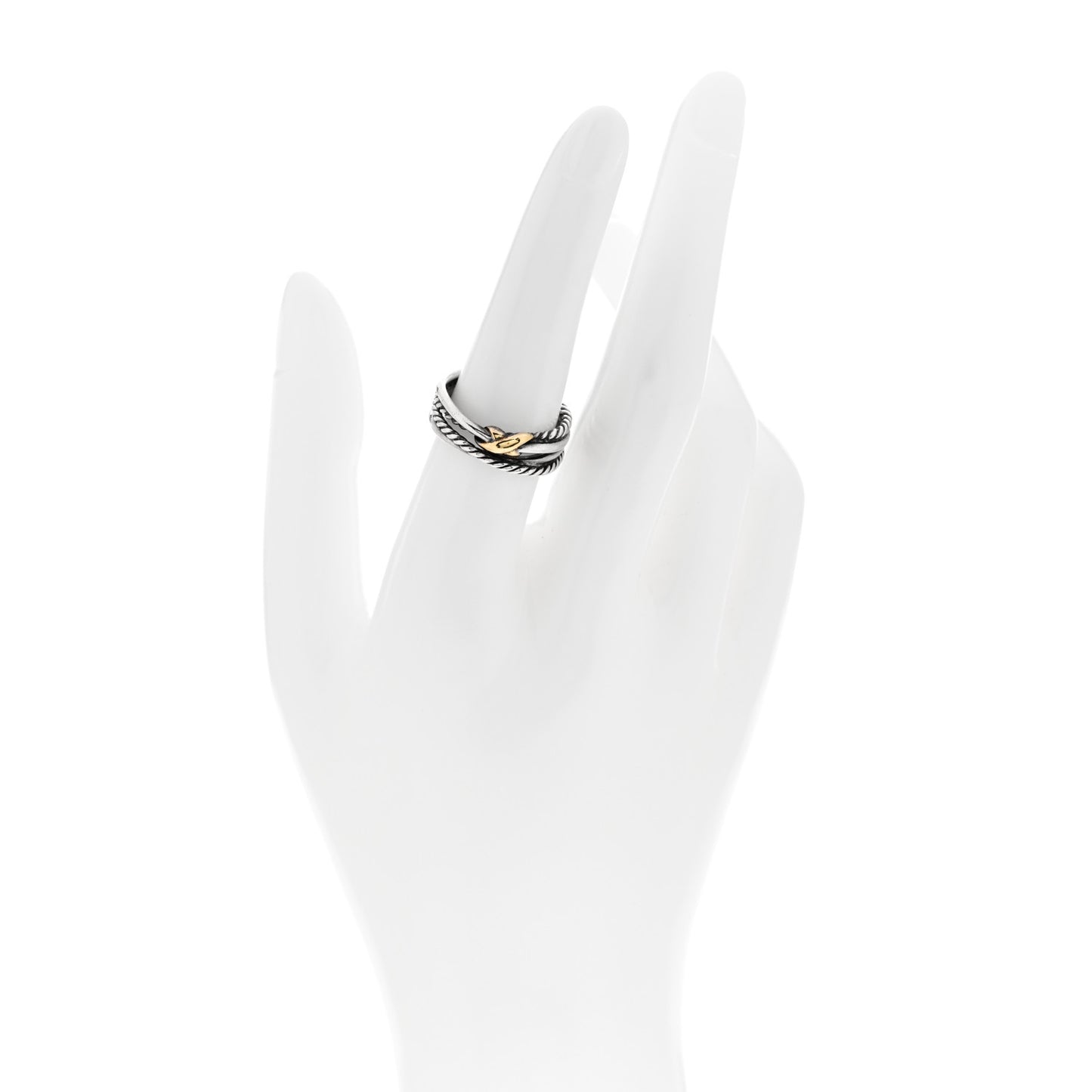 Sterling Silver 18K Yellow Gold 6mm X Crossover Ring 50/5.5