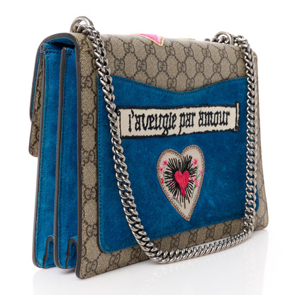 Gucci GG Supreme Monogram Embroidered Medium Dionysus Shoulder Bag Blue 3 of 12