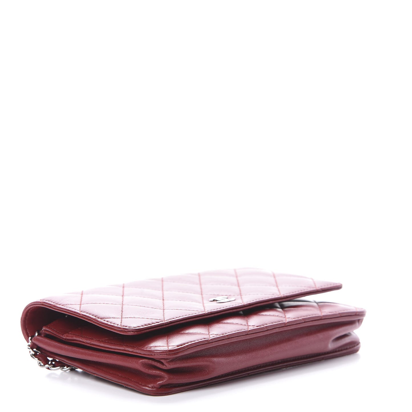 Lambskin Quilted Wallet On Chain WOC Red