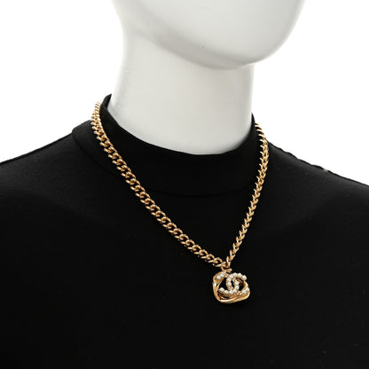 Chanel Metal Crystal Pearl Chain Link CC Necklace Gold 2 of 6