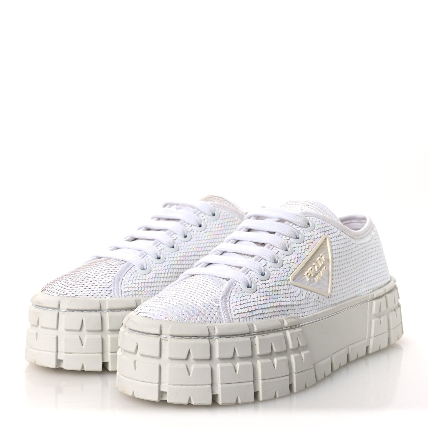 Paillettes Triangle Logo Double Wheel 50mm Sneakers 38.5 White