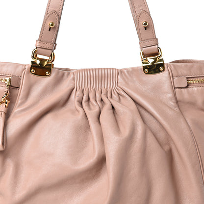 Miu Miu Vitello Lux Gathered Tote Cammeo 7 of 18