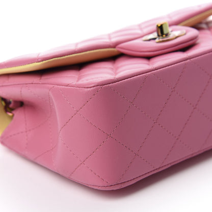 Chanel Lambskin Quilted Mini Rectangular Flap Pink Yellow 6 of 10