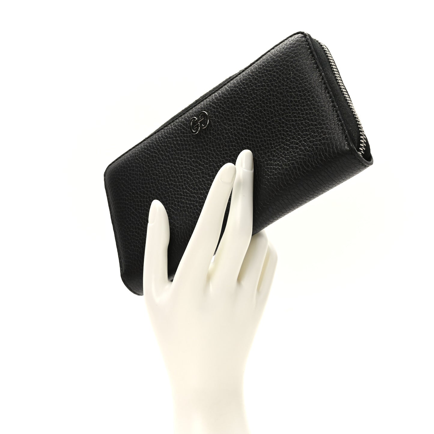 Pebbled Calfskin Dorian Zip Around Wallet Black