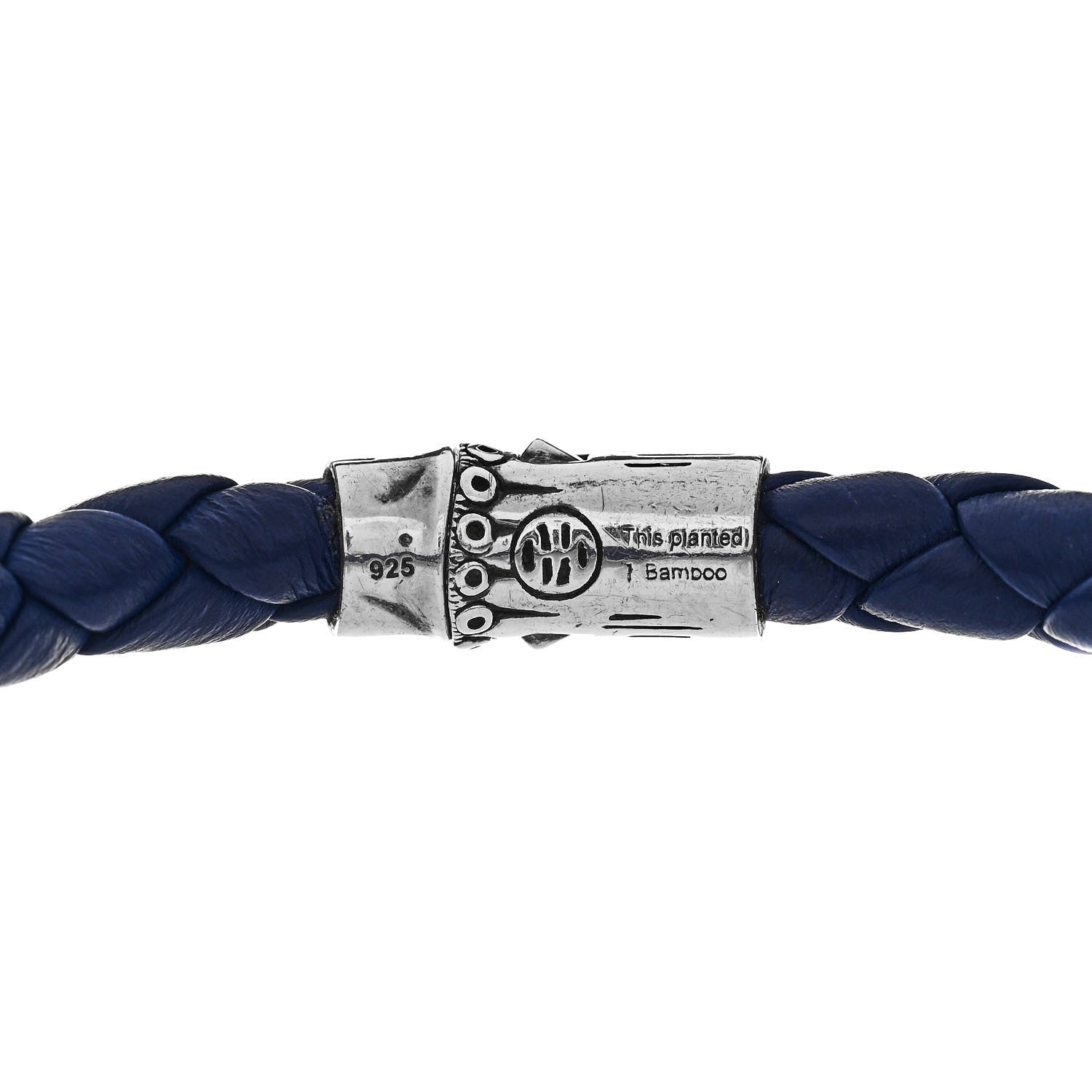 John Hardy Sterling Silver Leather Braided Bamboo Bracelet Blue 3 of 3