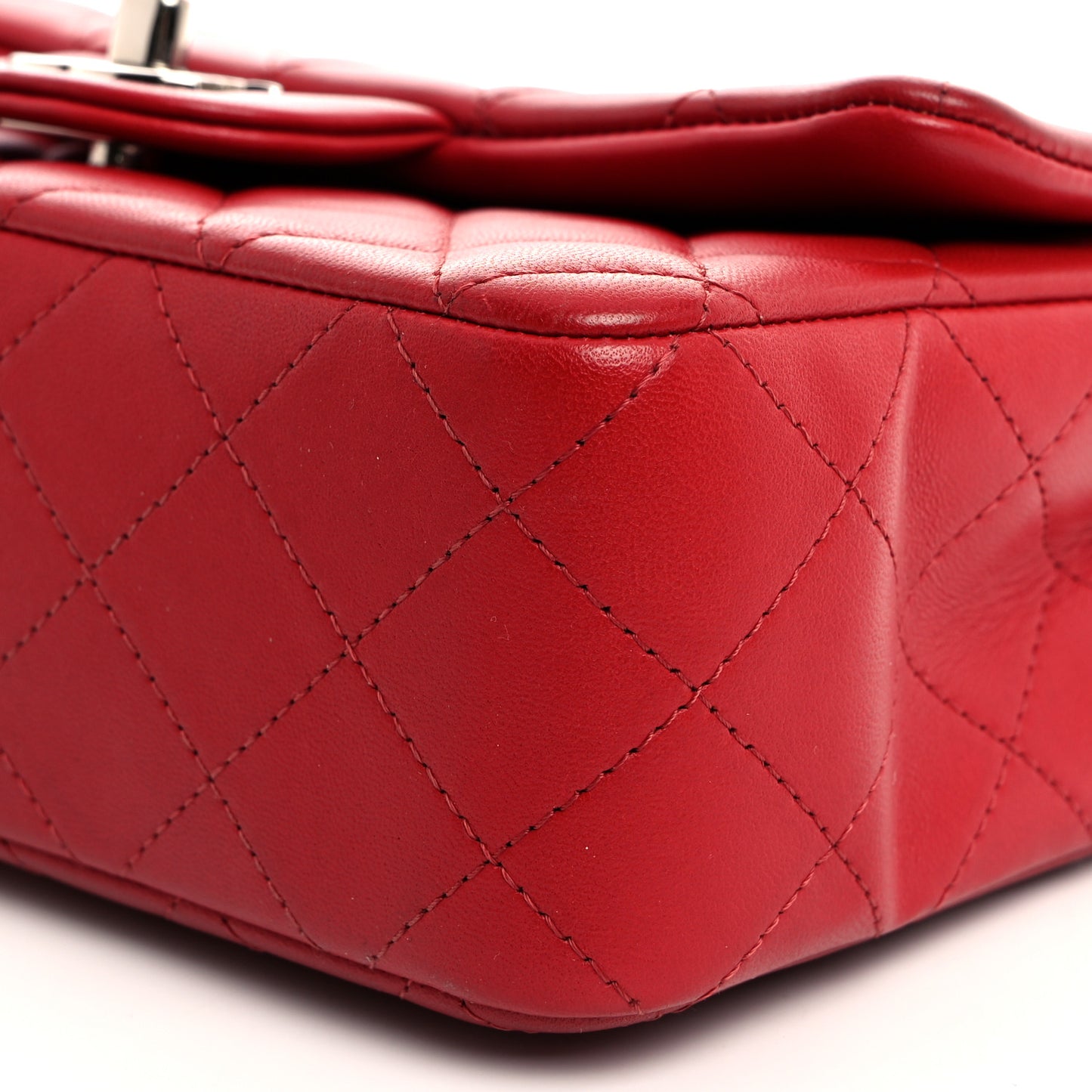 Lambskin Quilted Mini Rectangular Flap Dark Red