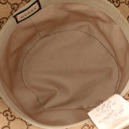 Gucci Monogram Textured Dollar Calfskin GG Jago Bucket Hat L Cacao Beige 7 of 9