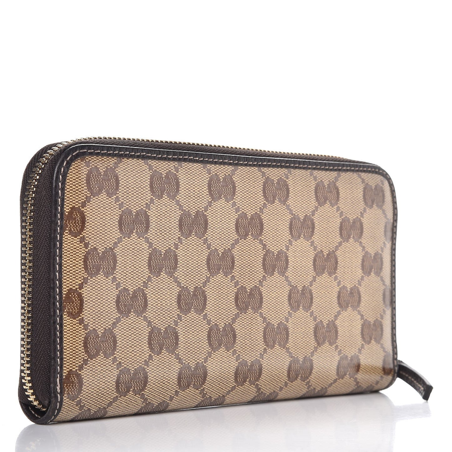 Crystal Monogram Zip Around Wallet Brown