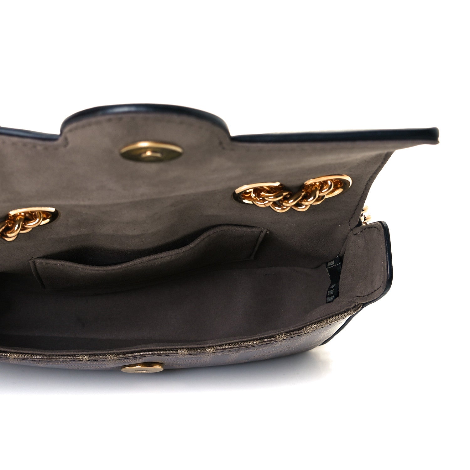 Fendi Glazed Fabric Vitello Century FF 1974 Stamp Patch Mini Double F Crossbody Bag Mogano Panna Black 5 of 6