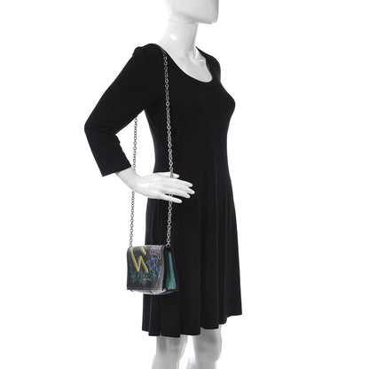 Balenciaga Agneau Arena Graffiti All Over Bazar Chain Shoulder Bag Black Multicolor 2 of 7