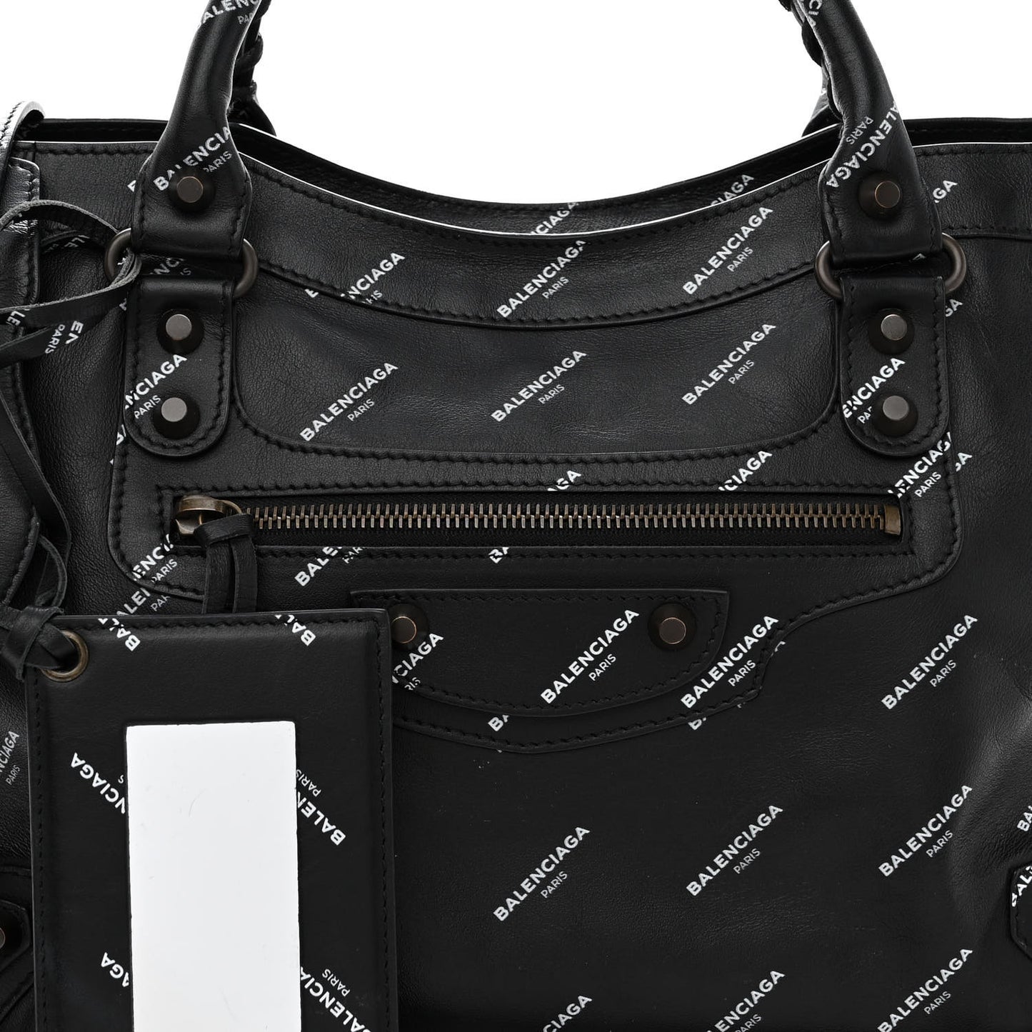 Veau Allover Logo Classic Hardware City Black White