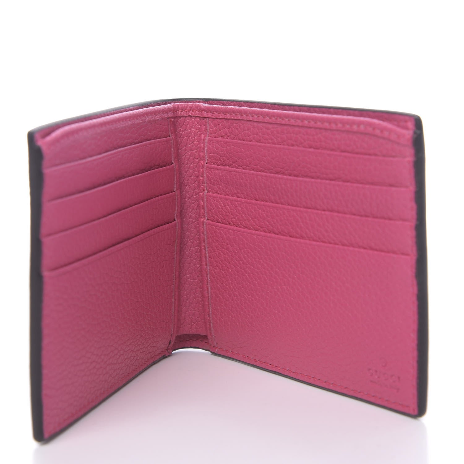 Gucci Grained Calfskin Logo Bi-Fold Wallet Box Pink Green 5 of 8