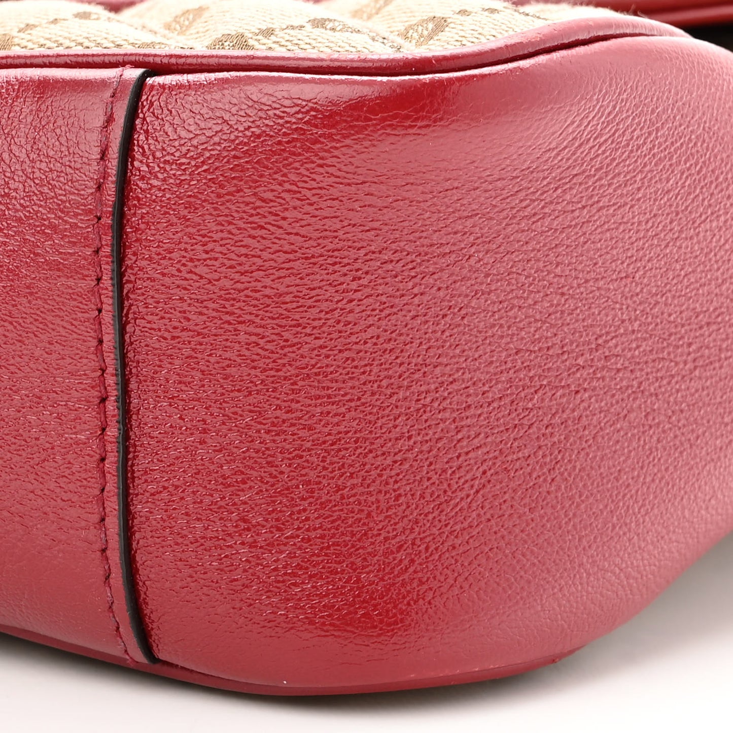 Monogram Azalea Calfskin Matelasse Diagonal Medium GG Marmont Shoulder Bag Beige Ebony New Cherry Red