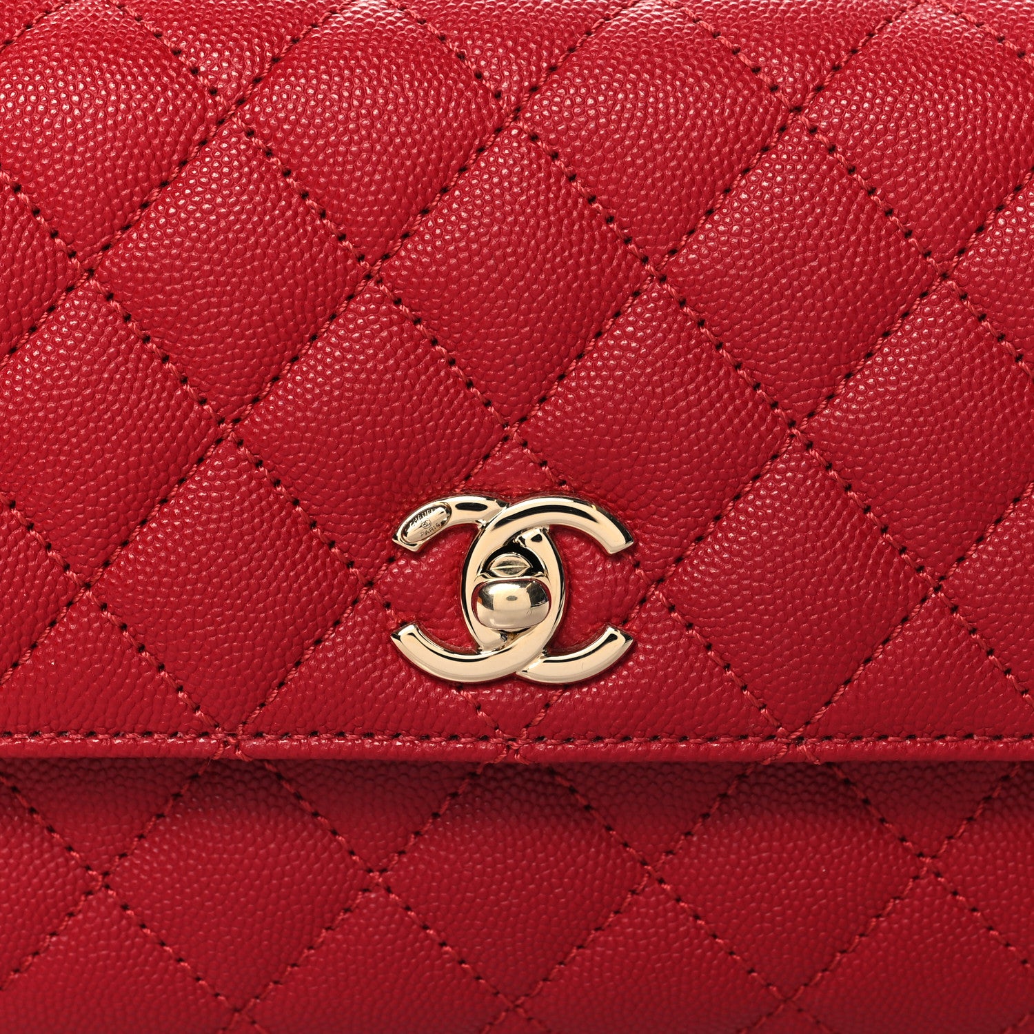 Chanel Caviar Quilted Mini Coco Handle Flap Red 8 of 10