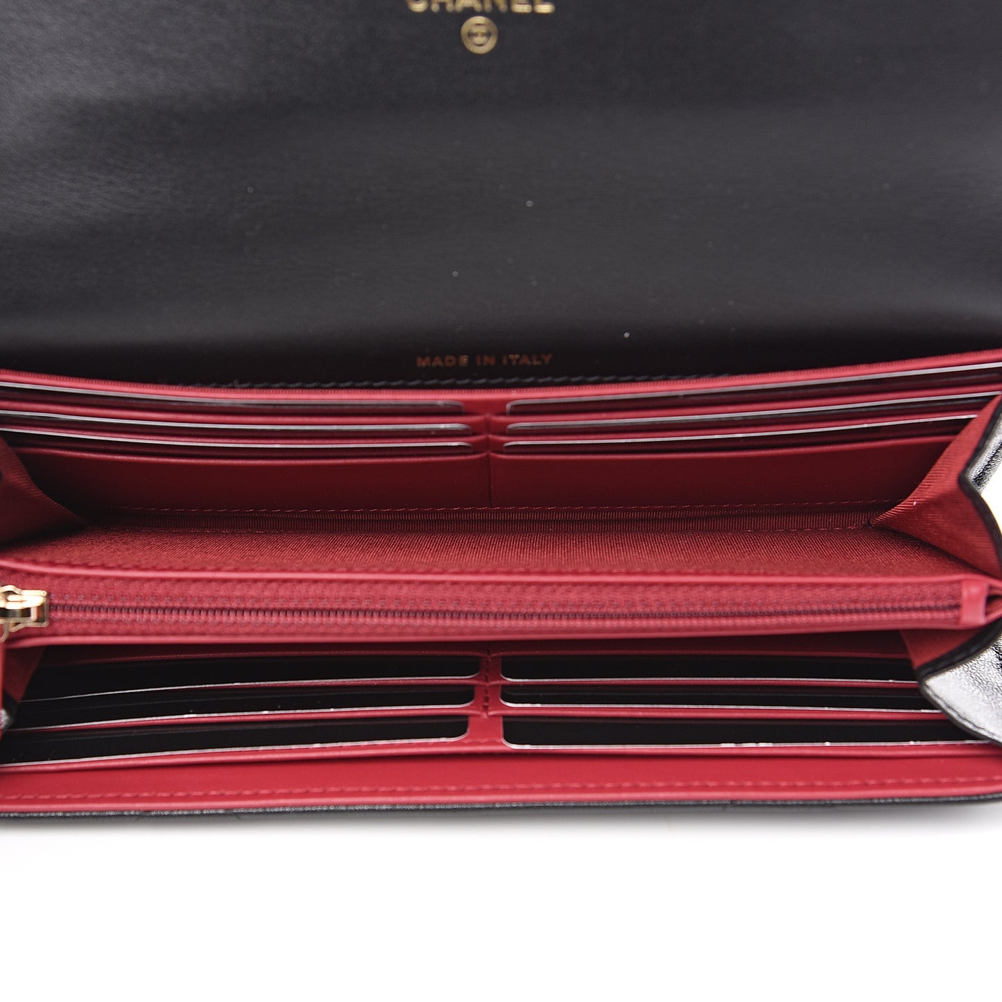 Goatskin Quilted 19 Flap Wallet Black