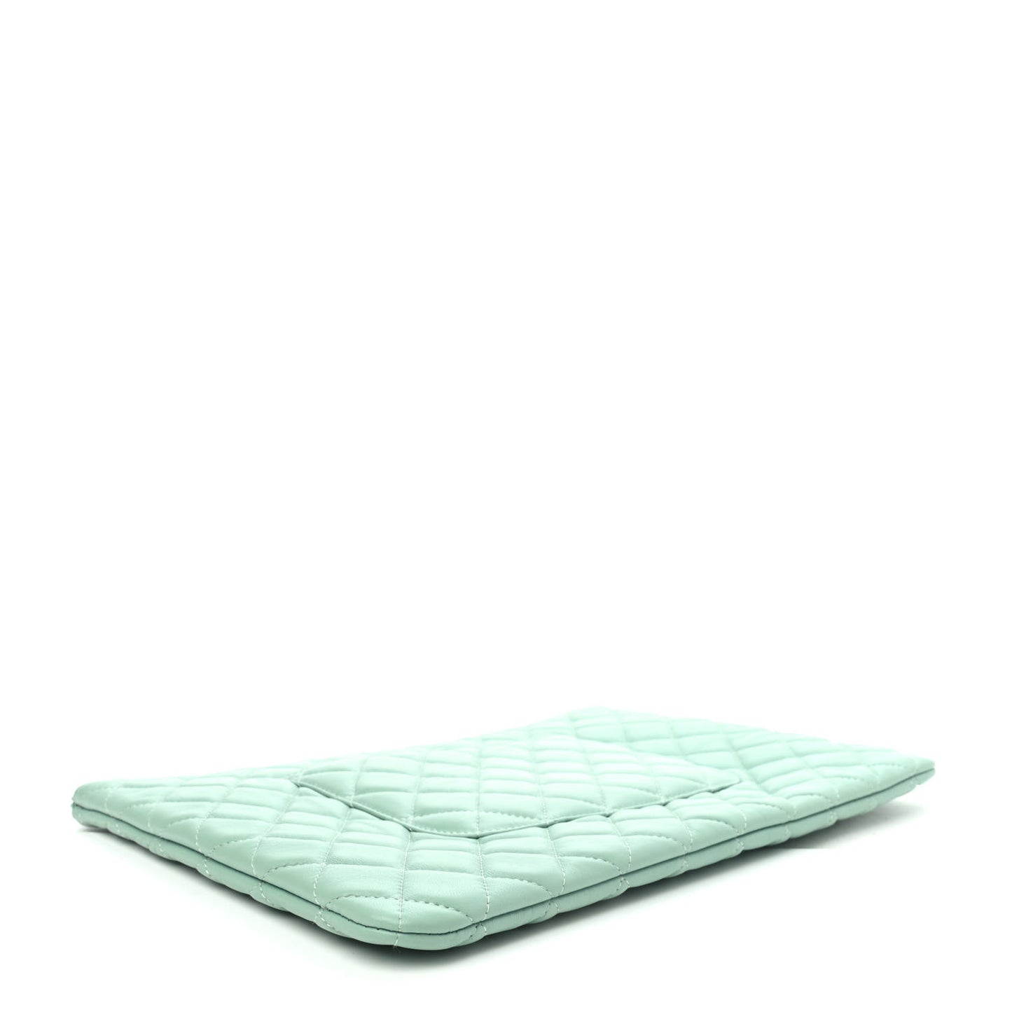 Lambskin Quilted Large Cosmetic Case Green
