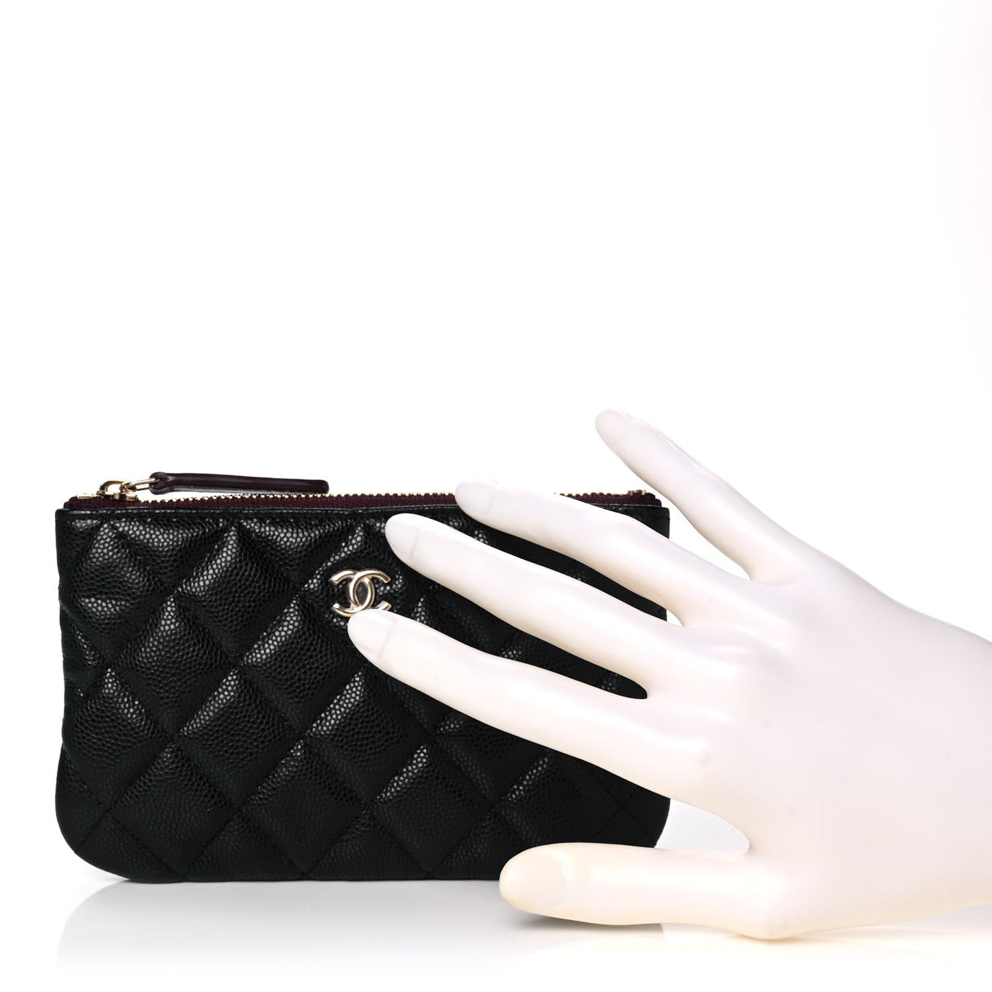 Caviar Quilted Small Cosmetic Case Black
