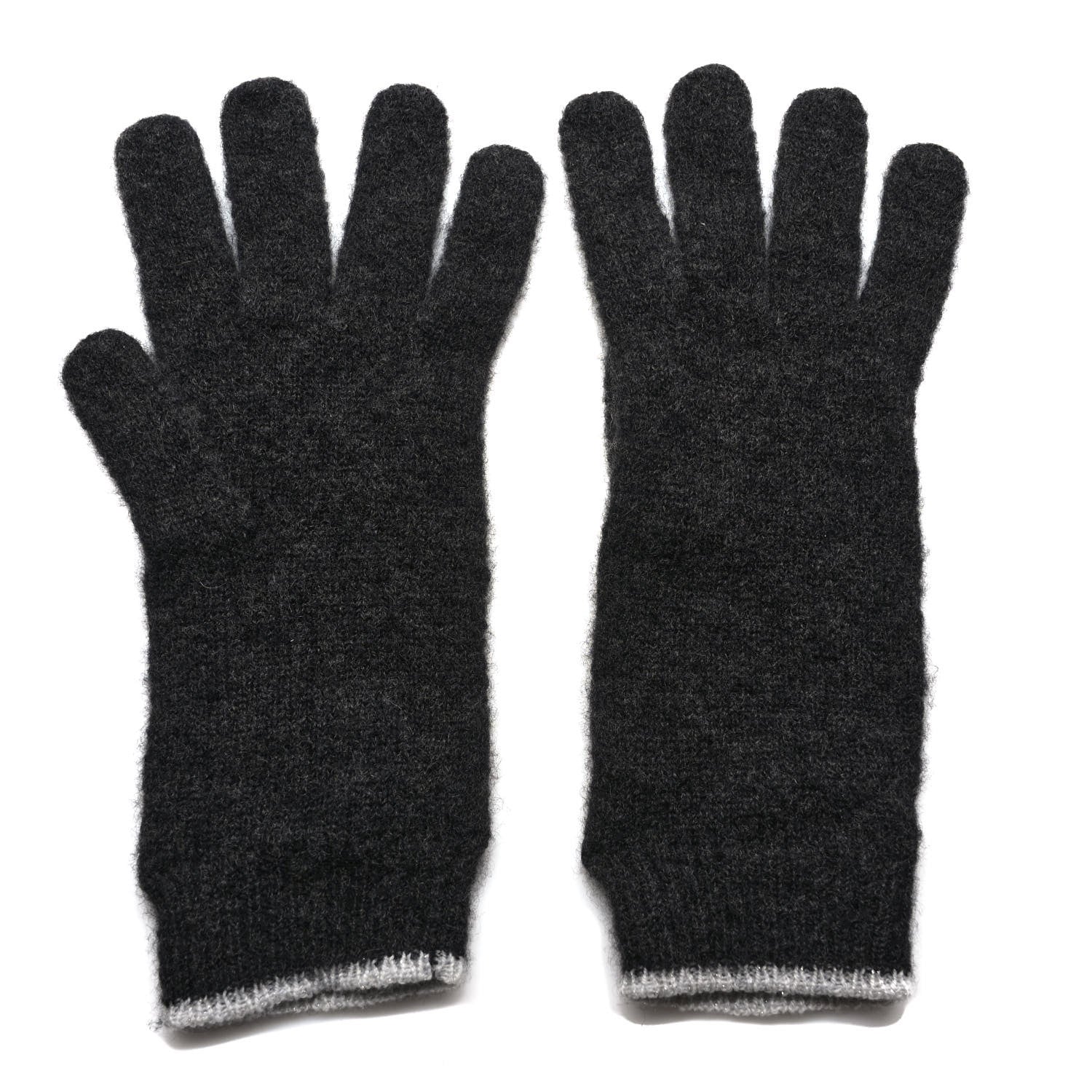 Chanel Cashmere Silk CC Gloves Dark Grey 2 of 4