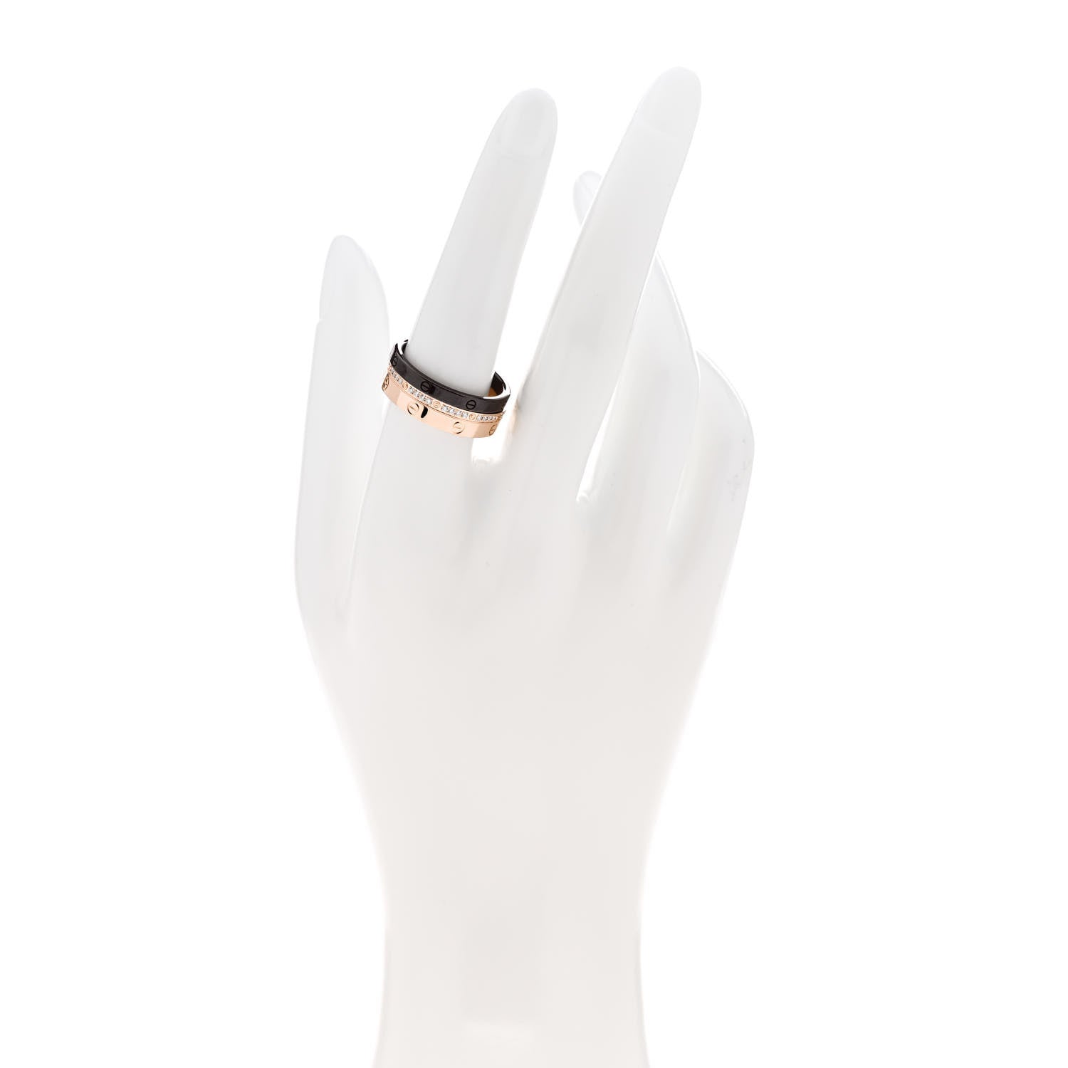 Cartier 18K Pink Gold Diamond Ceramic LOVE Ring Set 57 8 2 of 5