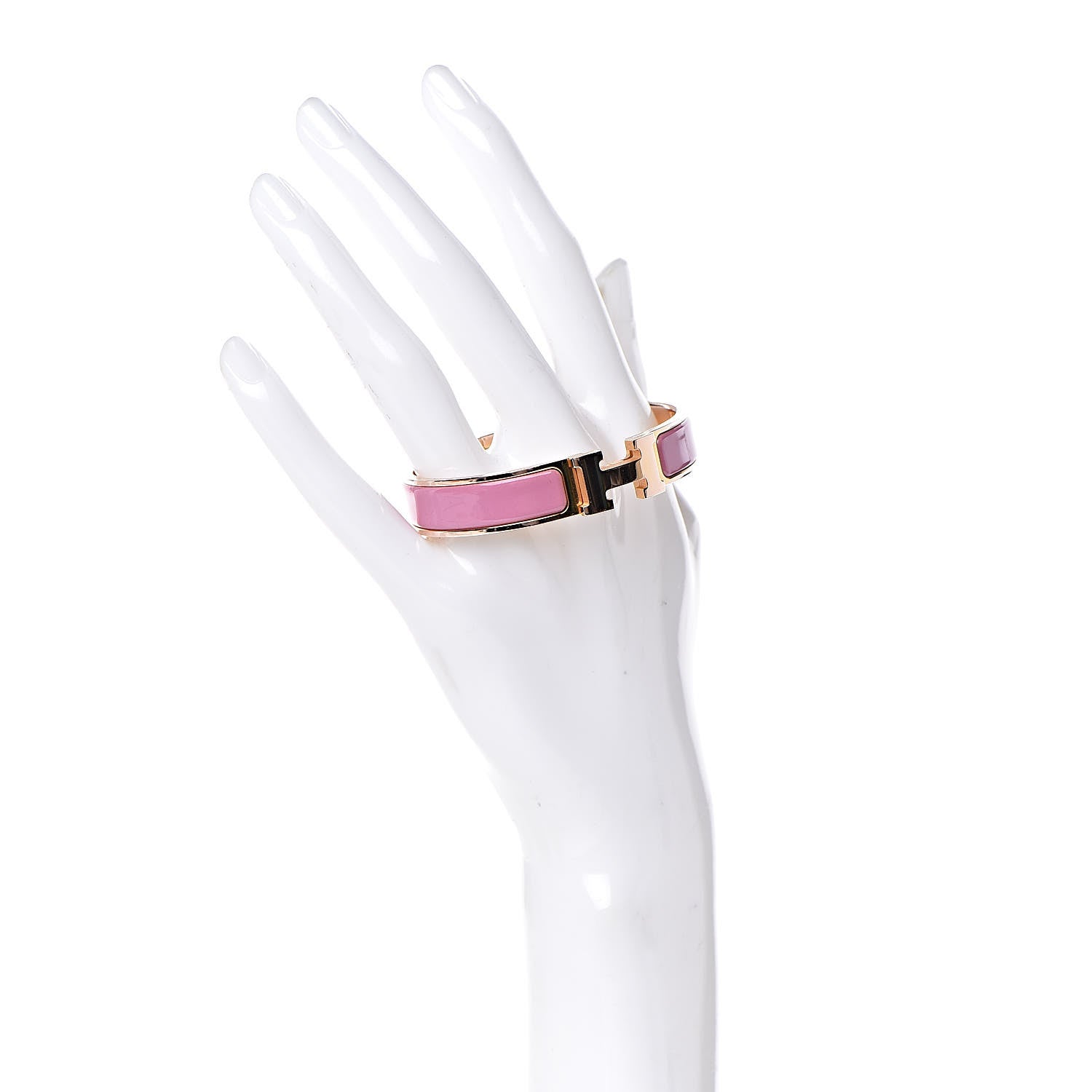 Hermes Enamel Narrow Clic Clac H Bracelet PM Rose Flamingo 2 of 5