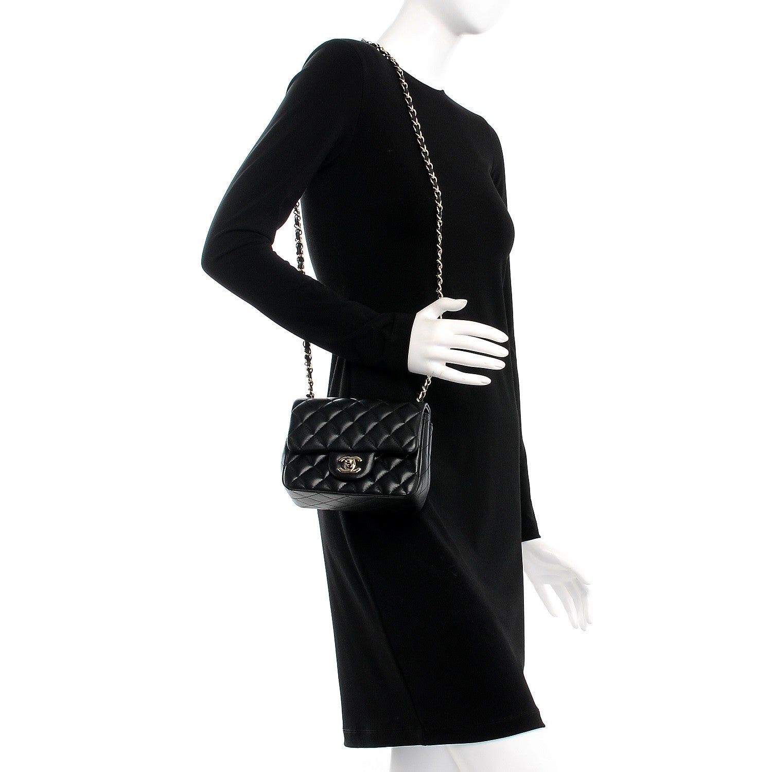 Chanel Lambskin Quilted Mini Square Flap Black 2 of 7