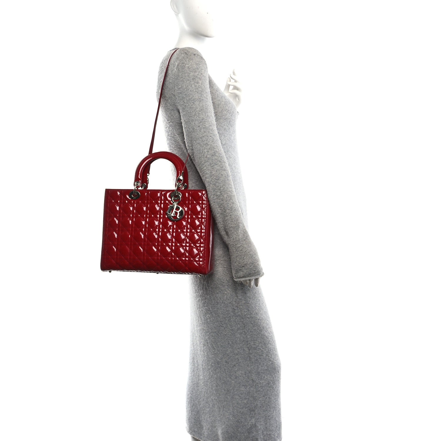 Christian Dior Patent Cannage Large Lady Dior Red 2 of 10