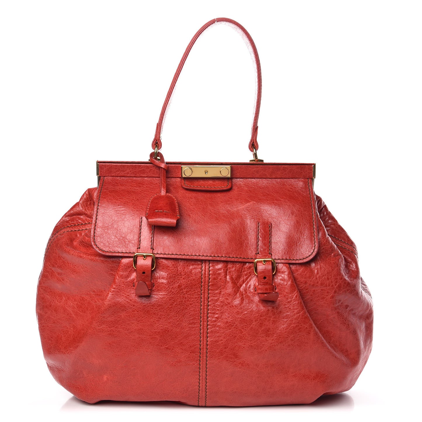 Nappa Frame Lux Top Handle Rosso
