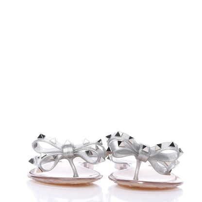 Valentino Garavani PVC Jelly Glitter Rockstud Bow Thong Sandals 36 Silver 2 of 7