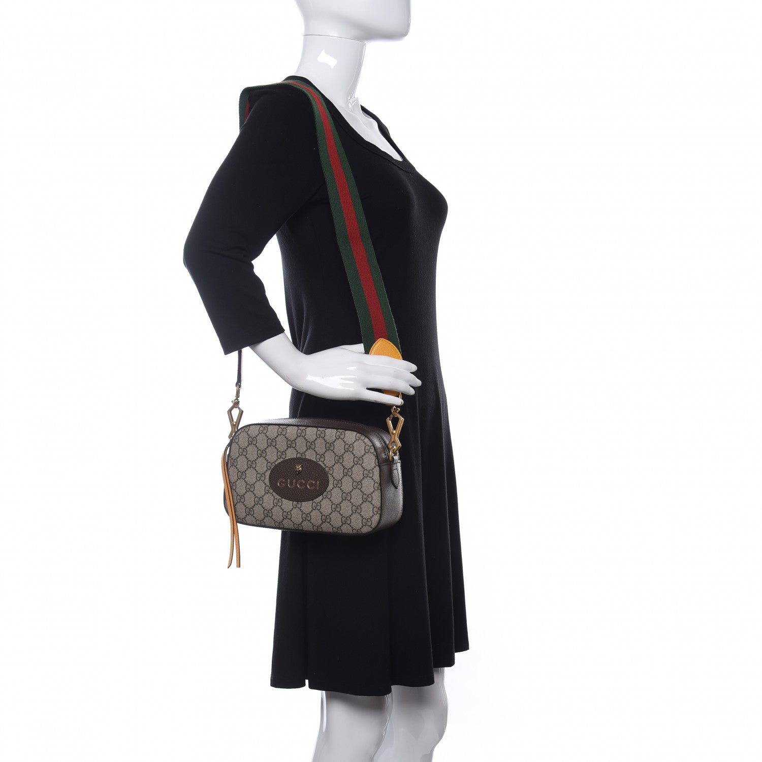 Gucci GG Supreme Monogram Web Neo Vintage Shoulder Bag Beige New Acero Crop 2 of 11