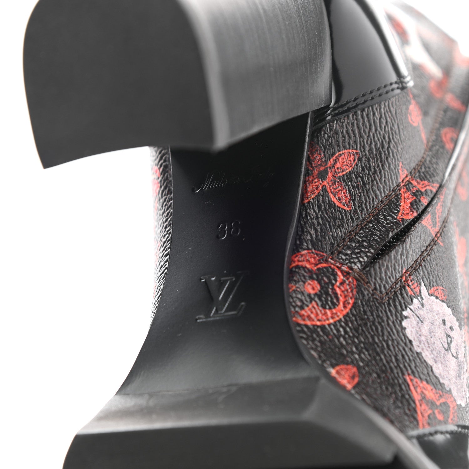 Louis Vuitton Patent Calfskin Catogram Star Trail Ankle Boots 36 Black Marron 6 of 7