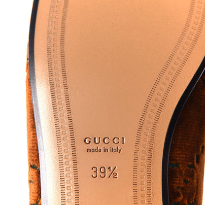 Gucci Velvet GG Monogram Horsebit Womens Jordaan Loafers 39.5 Cognac Green 9 of 11