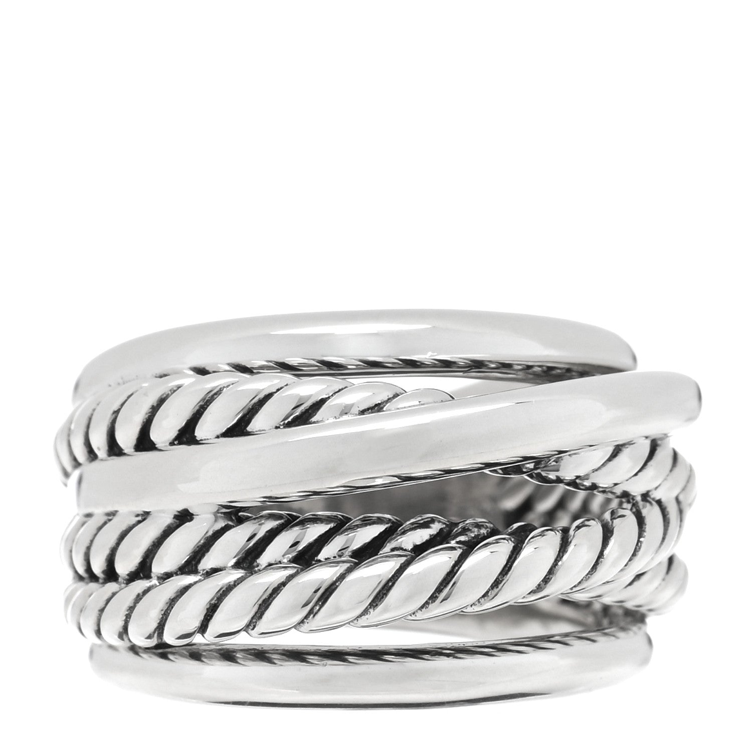 David Yurman Sterling Silver Wide Crossover Cable Ring 50 5.5 1 of 4