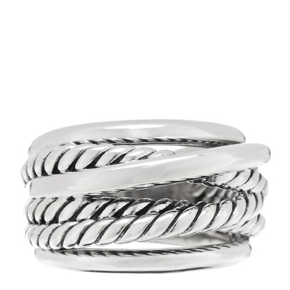 David Yurman Sterling Silver Wide Crossover Cable Ring 50 5.5 1 of 4