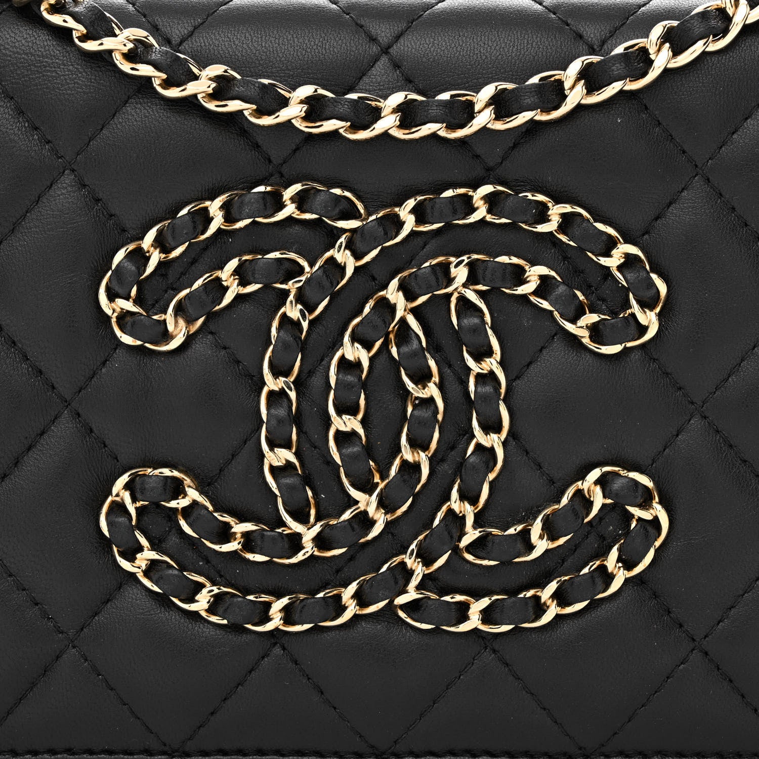 Chanel Lambskin Quilted CC Wallet On Chain WOC Black 10 of 13