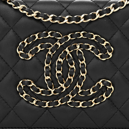 Chanel Lambskin Quilted CC Wallet On Chain WOC Black 10 of 13