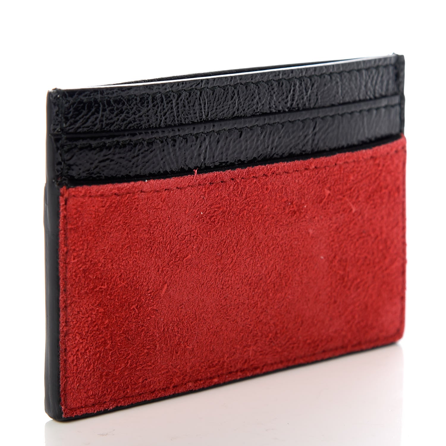 Gucci Suede Patent Ophidia Card Holder Hibiscus Red Black 3 of 7