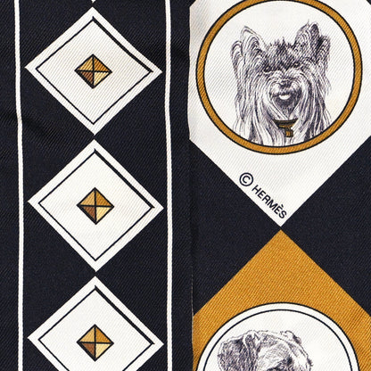 Hermes Silk Colliers Et Chiens Twilly Black Gold White 4 of 4