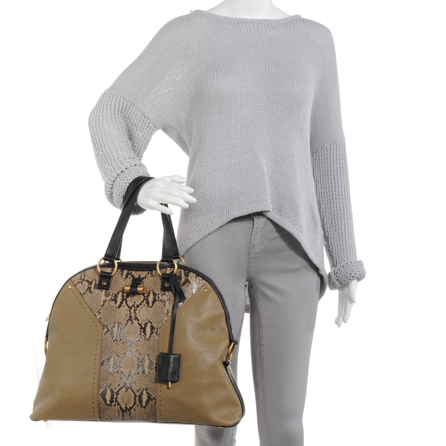 Python Oversized Muse Satchel Beige