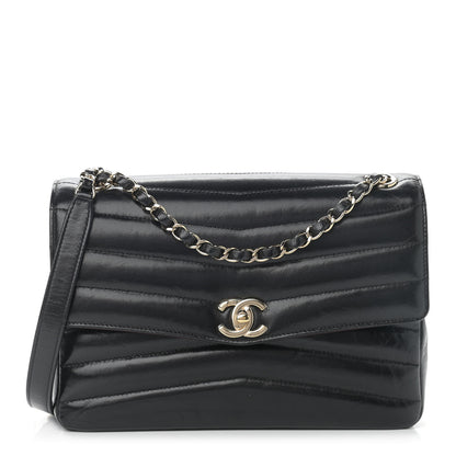 Chanel Shiny Lambskin Chevron Quilted Miroir Black 1 of 11