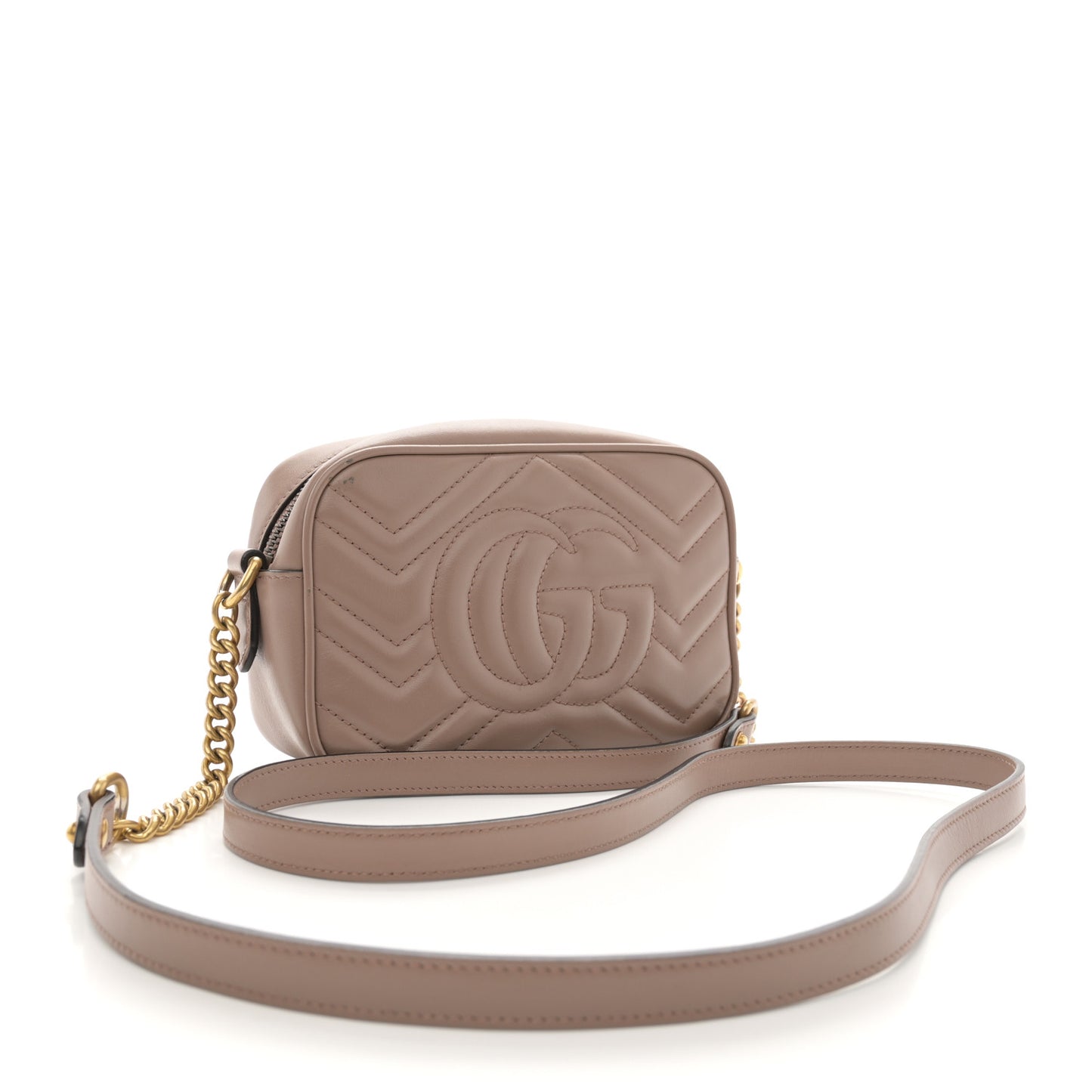 Calfskin Matelasse Mini GG Marmont Chain Shoulder Bag Porcelain Rose
