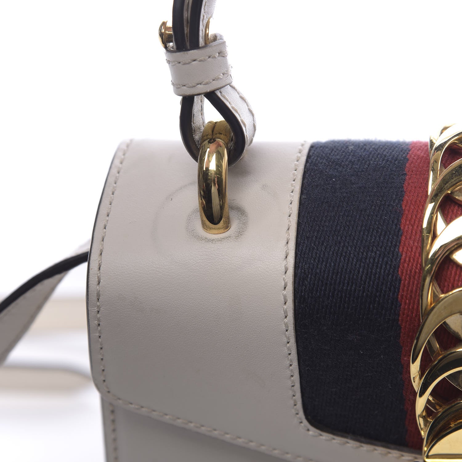 Gucci Calfskin Mini Sylvie Top Handle Bag White 10 of 19